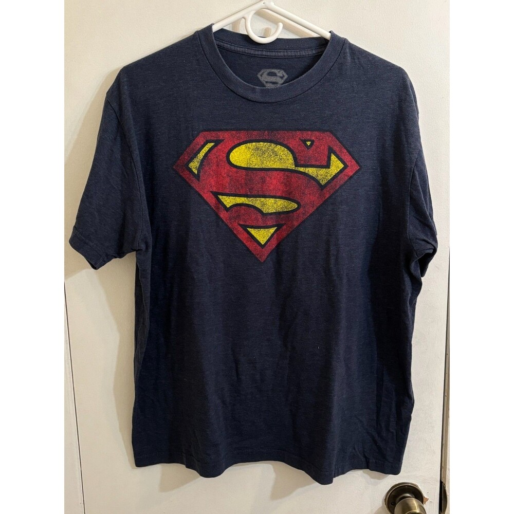 Men's Superman Graphic T-Shirt Large Heather Navy